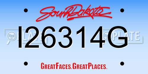 I26314G South Dakota License Plate