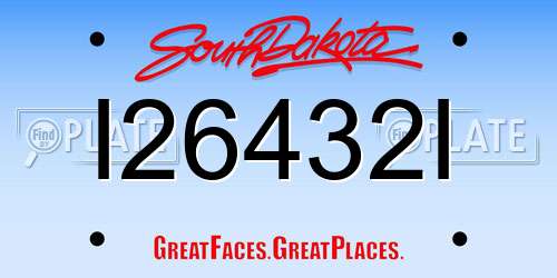 I26432I South Dakota License Plate