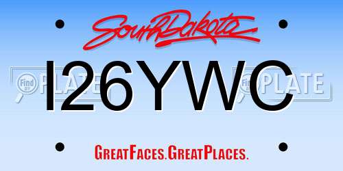 I26YWC South Dakota License Plate