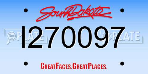 I270097 South Dakota License Plate