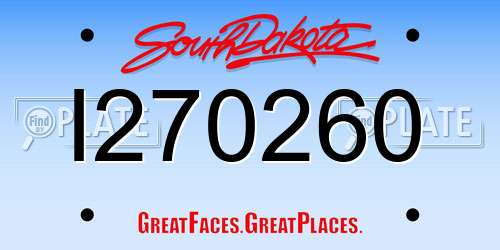 I270260 South Dakota License Plate