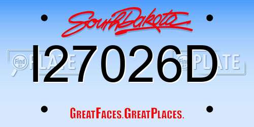 I27026D South Dakota License Plate