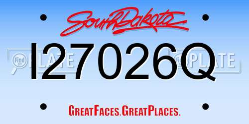 I27026Q South Dakota License Plate