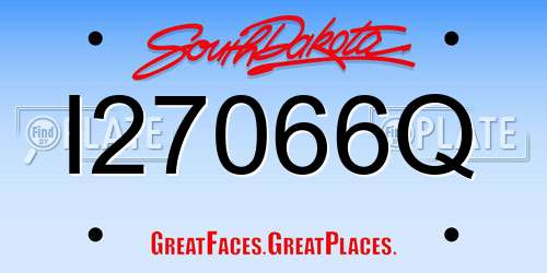 I27066Q South Dakota License Plate