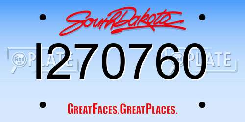I270760 South Dakota License Plate