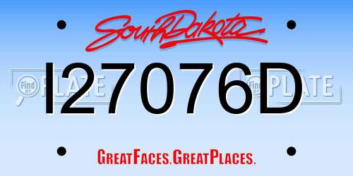 I27076D South Dakota License Plate