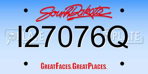 I27076Q South Dakota License Plate