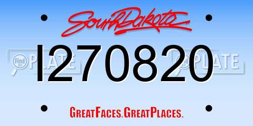 I270820 South Dakota License Plate