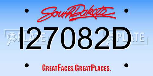 I27082D South Dakota License Plate