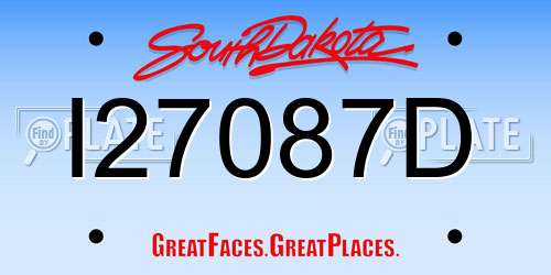 I27087D South Dakota License Plate