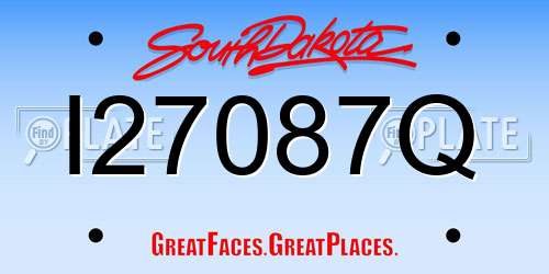 I27087Q South Dakota License Plate