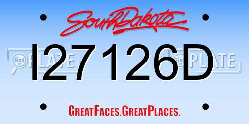 I27126D South Dakota License Plate