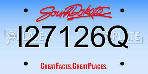 I27126Q South Dakota License Plate