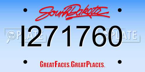 I271760 South Dakota License Plate