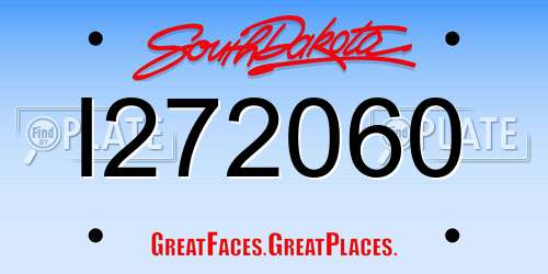 I272060 South Dakota License Plate