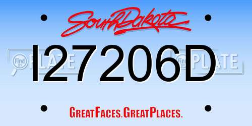 I27206D South Dakota License Plate