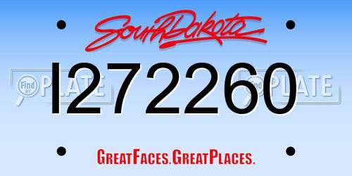 I272260 South Dakota License Plate