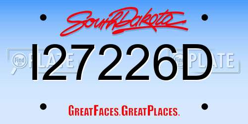 I27226D South Dakota License Plate