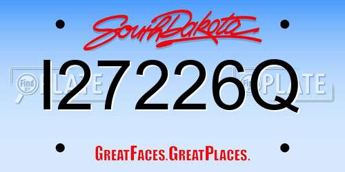 I27226Q South Dakota License Plate