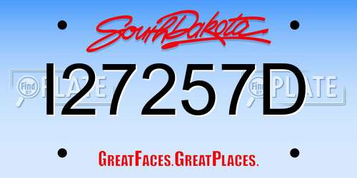 I27257D South Dakota License Plate