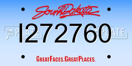 I272760 South Dakota License Plate