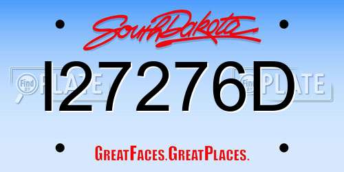 I27276D South Dakota License Plate