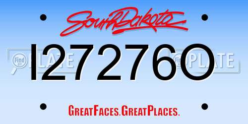 I27276O South Dakota License Plate