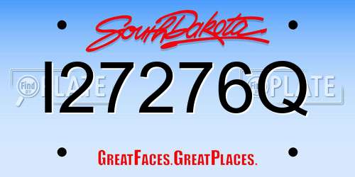I27276Q South Dakota License Plate