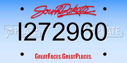 I272960 South Dakota License Plate