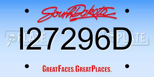 I27296D South Dakota License Plate