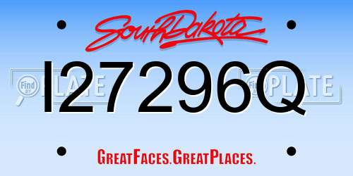 I27296Q South Dakota License Plate
