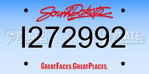 I272992 South Dakota License Plate