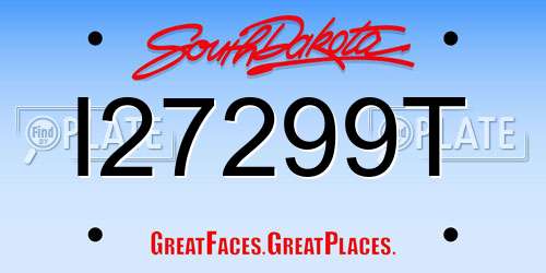 I27299T South Dakota License Plate