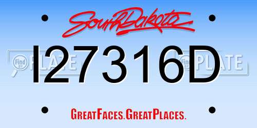 I27316D South Dakota License Plate