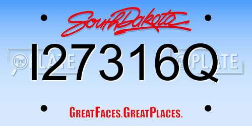 I27316Q South Dakota License Plate