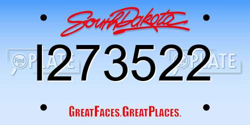 I273522 South Dakota License Plate