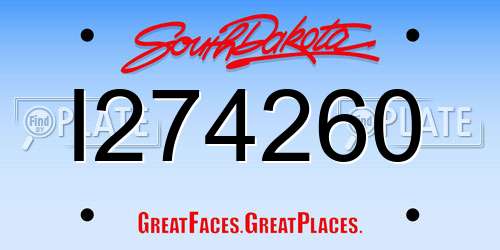 I274260 South Dakota License Plate