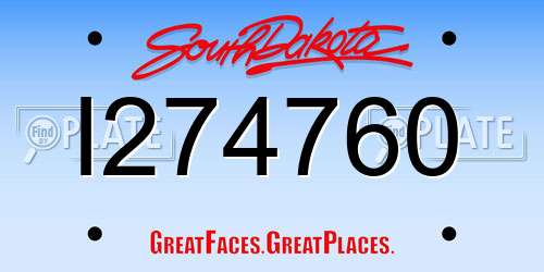 I274760 South Dakota License Plate