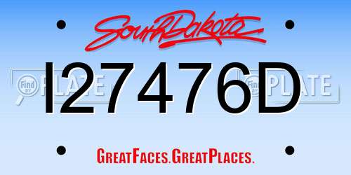 I27476D South Dakota License Plate