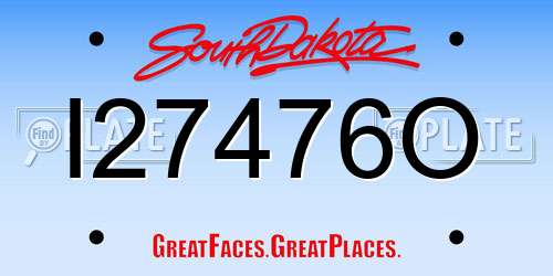 I27476O South Dakota License Plate