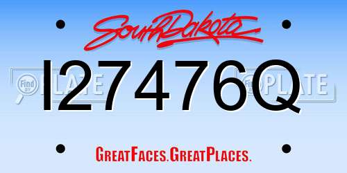 I27476Q South Dakota License Plate