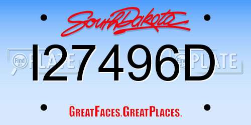 I27496D South Dakota License Plate