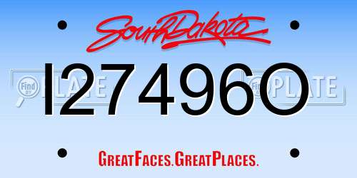 I27496O South Dakota License Plate