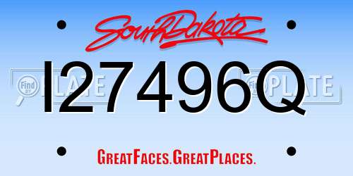 I27496Q South Dakota License Plate