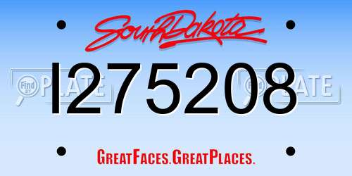 I275208 South Dakota License Plate