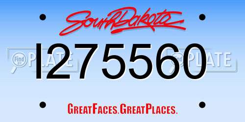 I275560 South Dakota License Plate