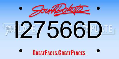 I27566D South Dakota License Plate