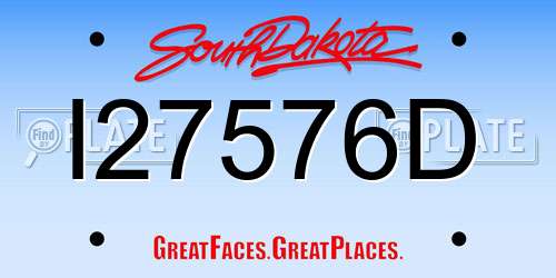 I27576D South Dakota License Plate