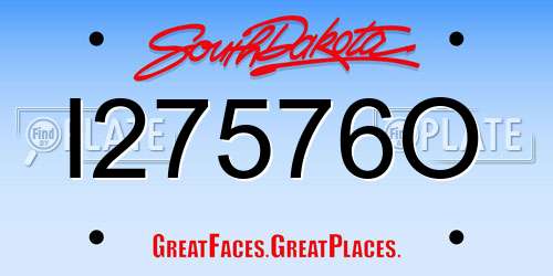 I27576O South Dakota License Plate