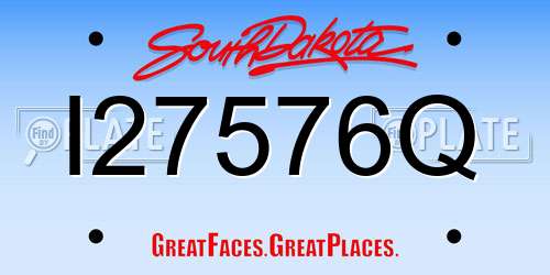 I27576Q South Dakota License Plate